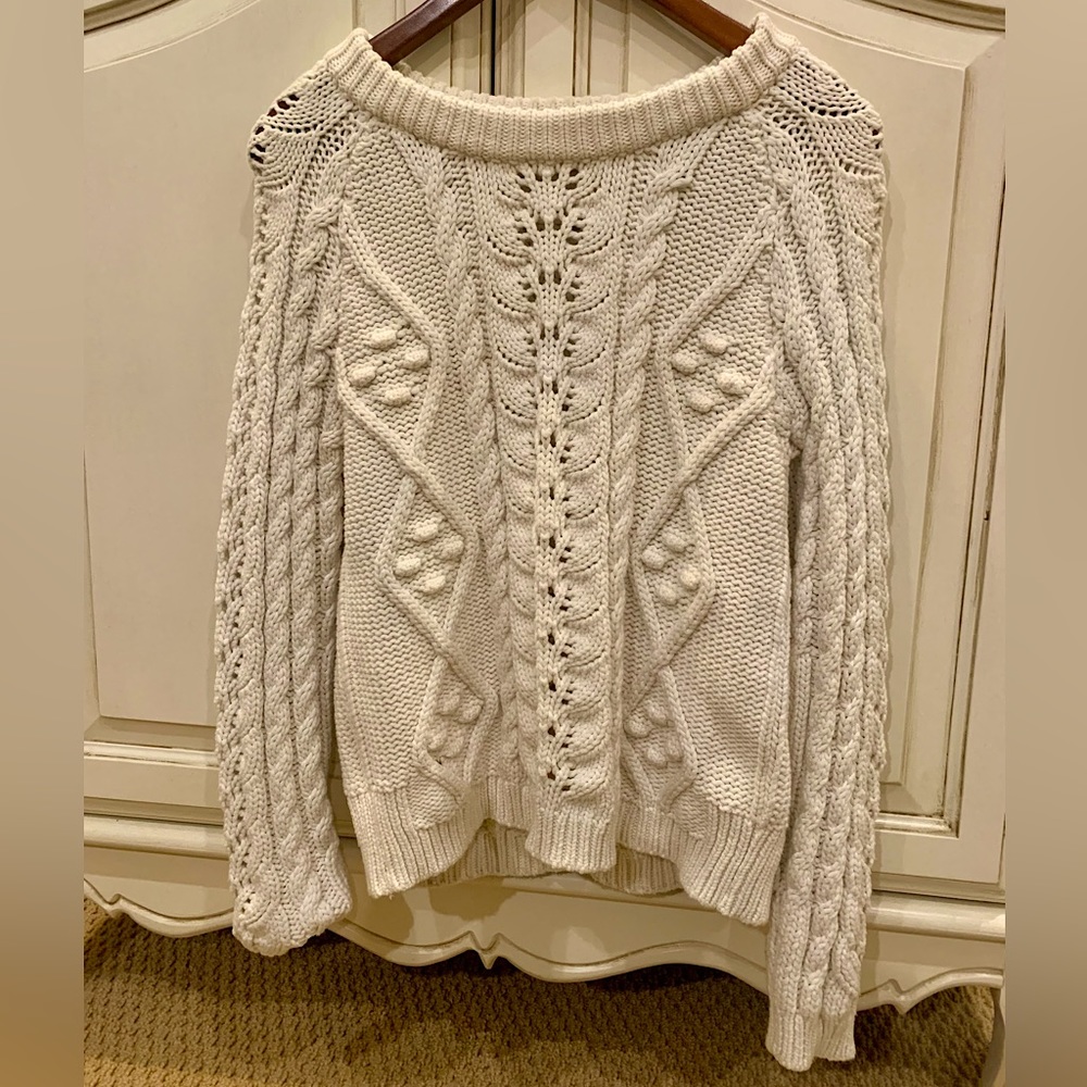 Anthropologie White Knit Sweater